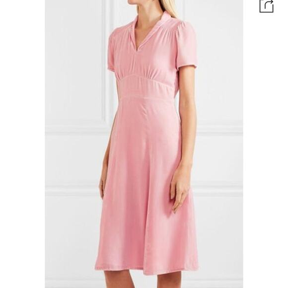 HVN 'Morgan' Blush Pink Silk Velvet Midi Dress US 4 NWT $795 - Picture 1 of 11